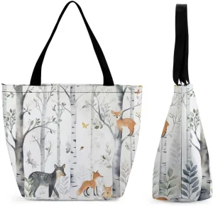 Women's Handbags Birch Tree Deers Shopping Bag Leather Tote Bag Satchel Bags