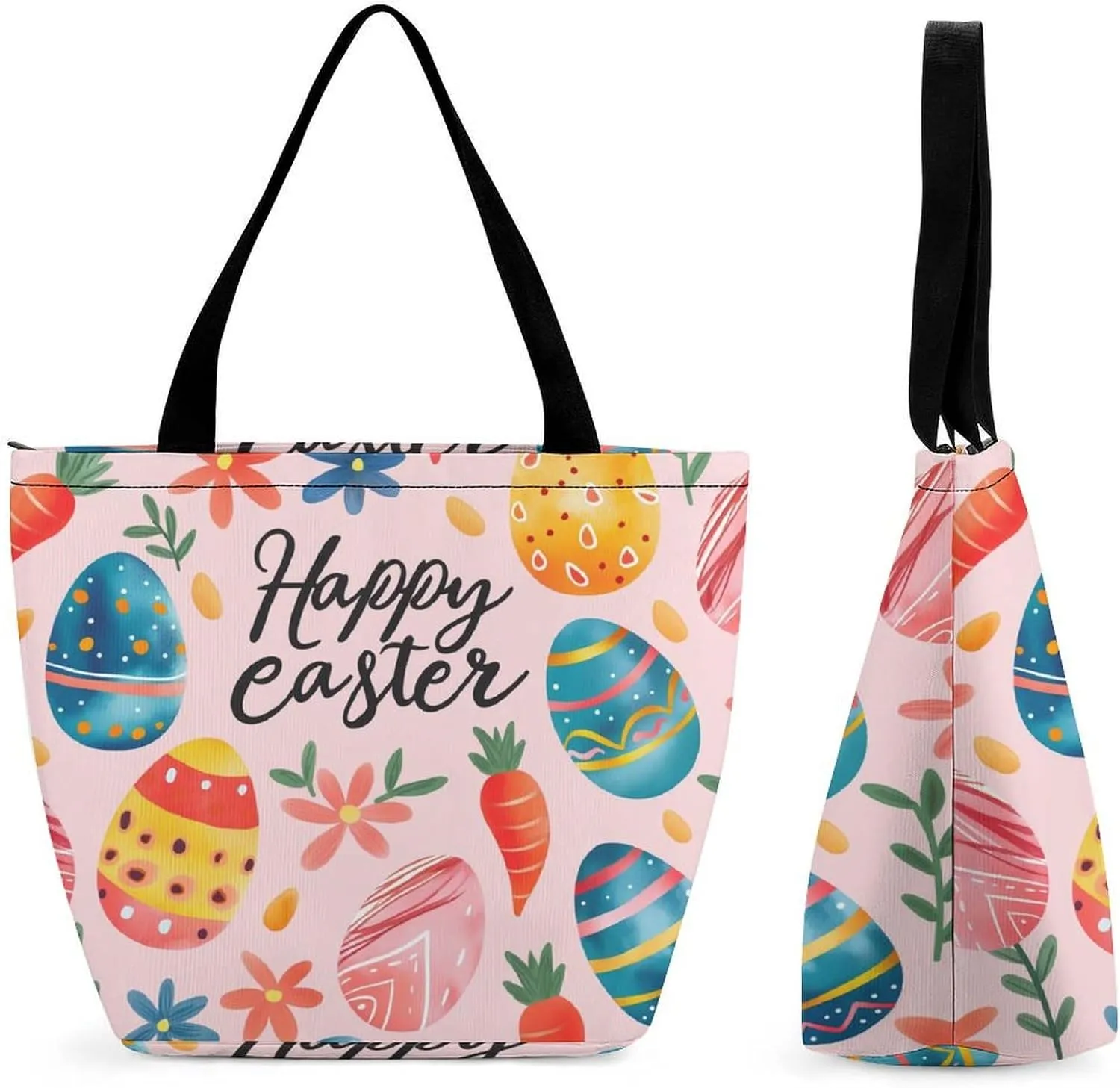 Women's Handbags Happy Easter Colorful Eggs Shopping Bag Leather Tote Bag Satchel Bags