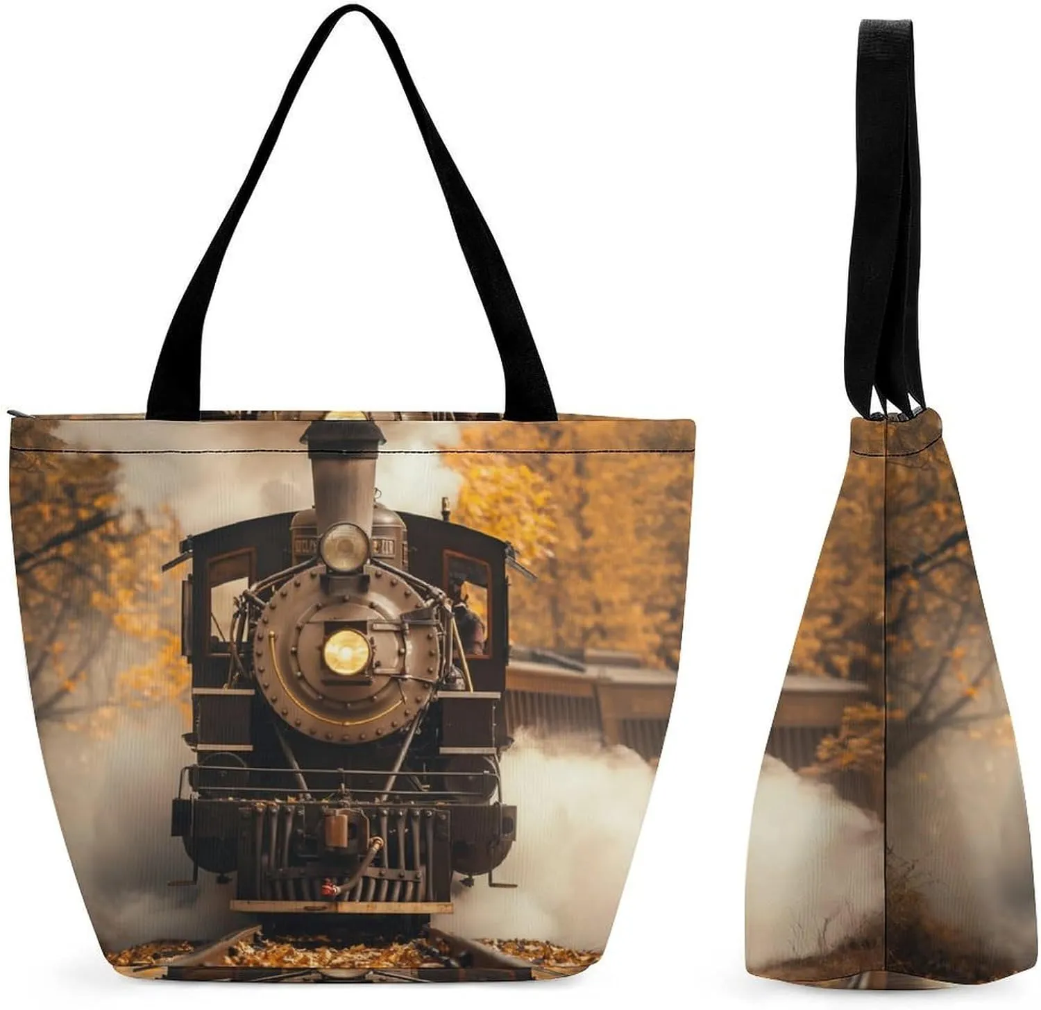 Women's Handbags Vintage Steam Train Shopping Bag Leather Tote Bag Satchel Bags