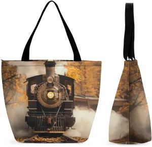 Women's Handbags Vintage Steam Train Shopping Bag Leather Tote Bag Satchel Bags