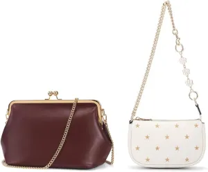 Women's Kiss Lock Crossbody Bag   Mini Star Print Shoulder Bag