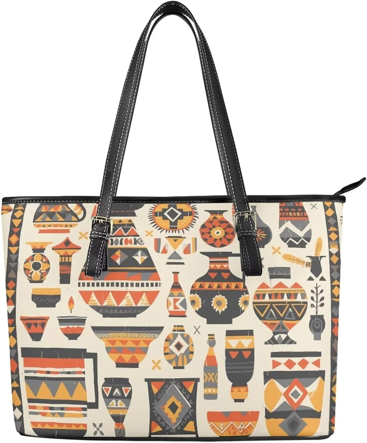 Womens Leather Tote Office Shoulder Bags, Cow Spots PU Leather Tote Bags Boho Shopping Carry Messenger Handbag