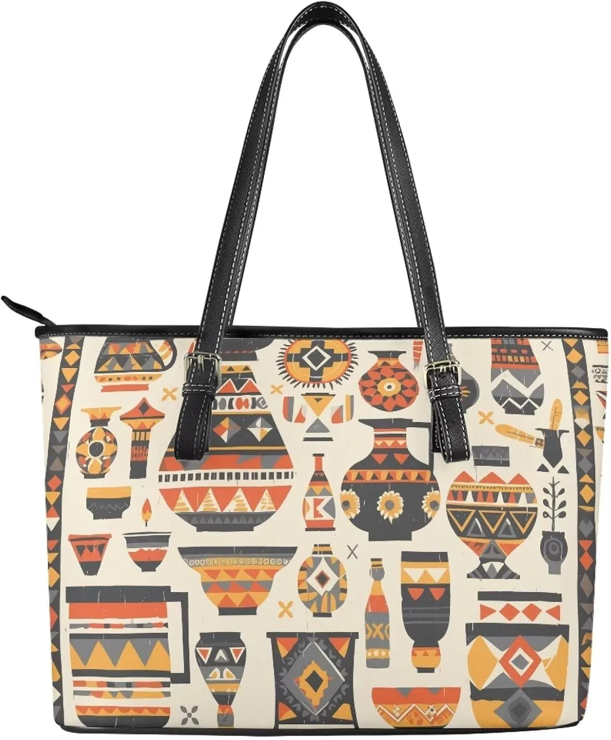 Womens Leather Tote Office Shoulder Bags, Cow Spots PU Leather Tote Bags Boho Shopping Carry Messenger Handbag