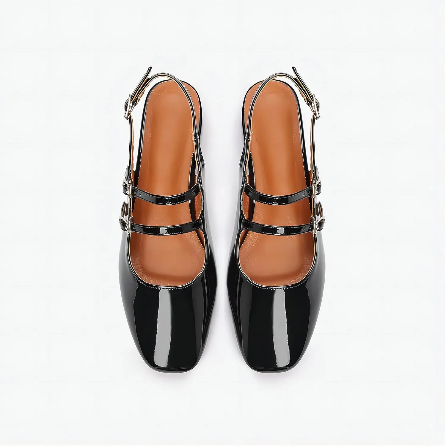 Women's Mary Jane Pumps, Retro Chunky Low Block Heel, Double Adjustable Ankle Buckle Straps, Vintage Dress Pumps
