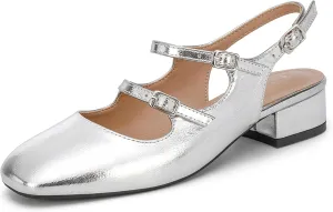 Women's Mary Jane Pumps, Retro Chunky Low Block Heel, Double Adjustable Ankle Buckle Straps, Vintage Dress Pumps