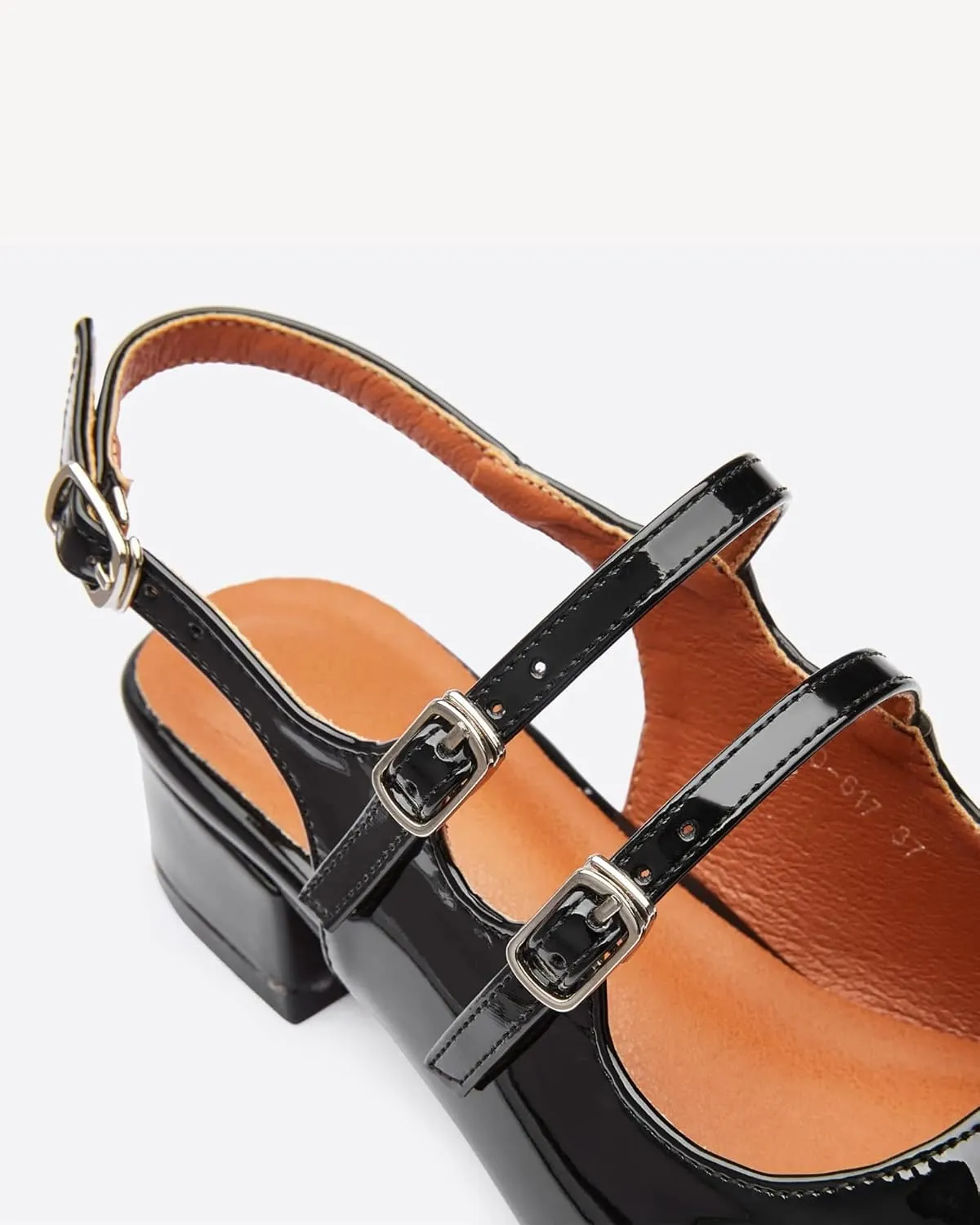 Womens Mary Janes Pumps Chunky Low Heel Slingback Adjustable Ankle Buckle Slip On Sandals Double Back Buckles Block Pumps for Wedding Holiday Working Casual