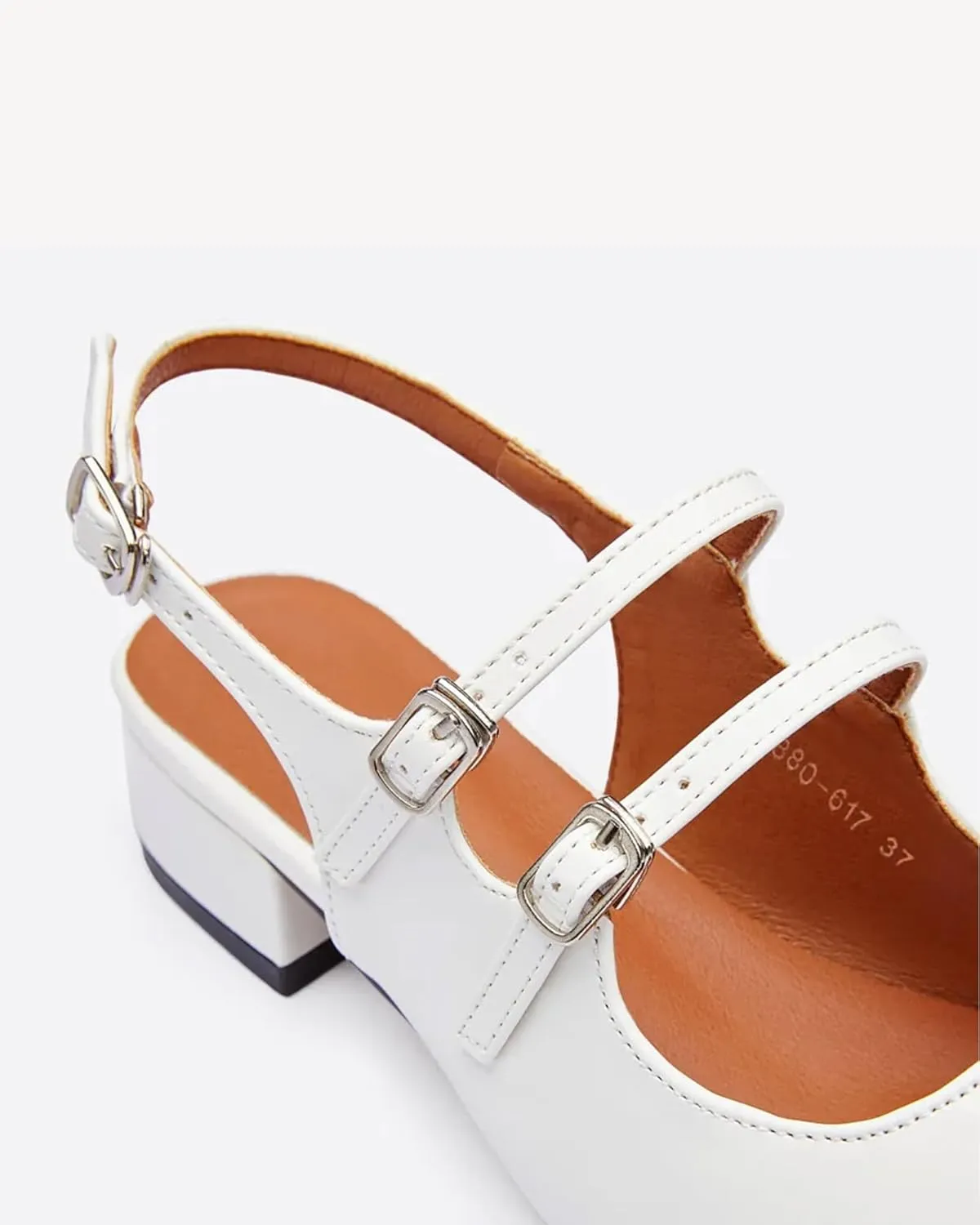 Womens Mary Janes Pumps Chunky Low Heel Slingback Adjustable Ankle Buckle Slip On Sandals Double Back Buckles Block Pumps for Wedding Holiday Working Casual