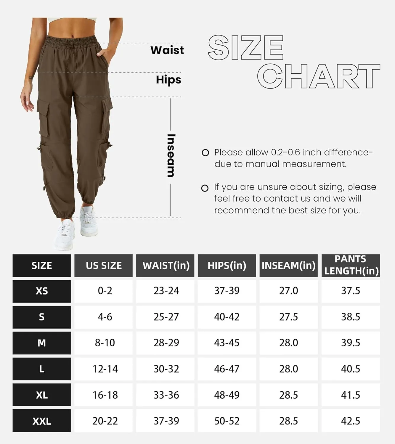 Womens Parachute Cargo Pants with Pockets Quick Dry Hiking Pants Lightweight Water-Resistant Baggy Joggers