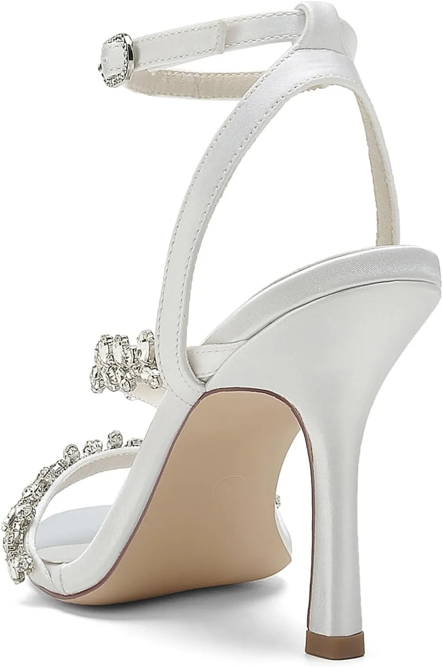 Women's Peep Toe Wedding Sandals High Heels Crystal Satin Ankle Strap Formal Evening Prom Party Dress Shoes Pumps