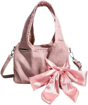Women's Pink Retro Vintage Bow Design Hobo Shoulder Purse (One Size)