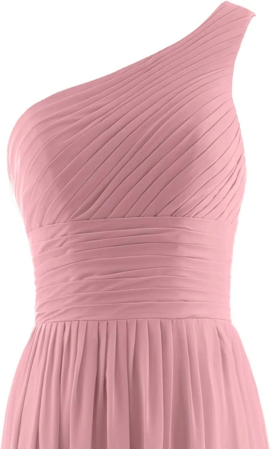 Women's Pleat Chiffon One Shoulder Bridesmaid Dresses Long Evening Dress Formal Wedding Party Dress