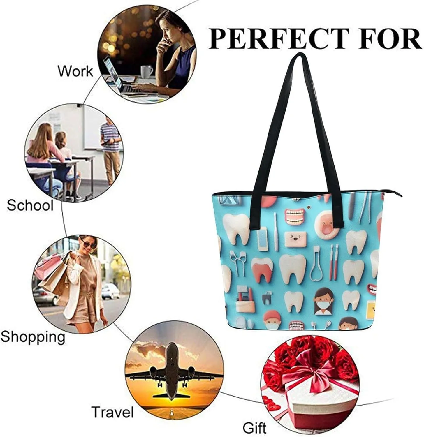 Women's Portable Tote Bag Trendy Modern Leather Handbag For Work Weekend