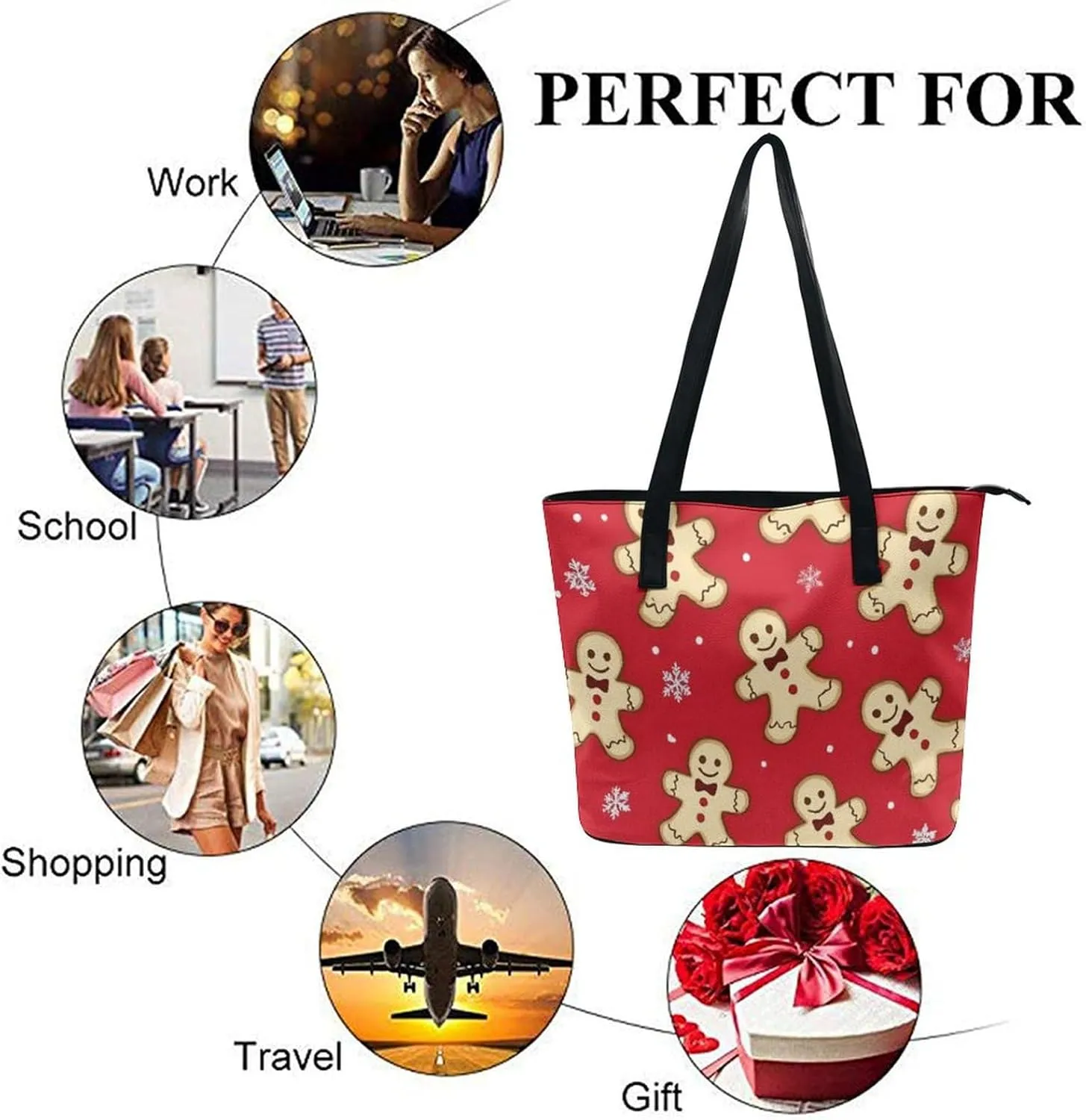 Women's Portable Tote Bag Trendy Modern Leather Handbag For Work Weekend
