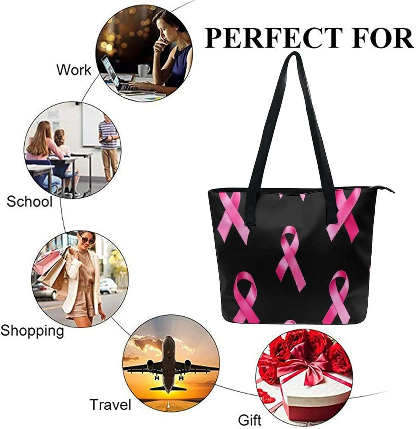 Women's Portable Tote Bag Trendy Modern Leather Handbag For Work Weekend