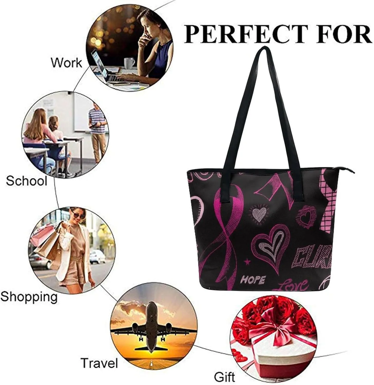 Women's Portable Tote Bag Trendy Modern Leather Handbag For Work Weekend