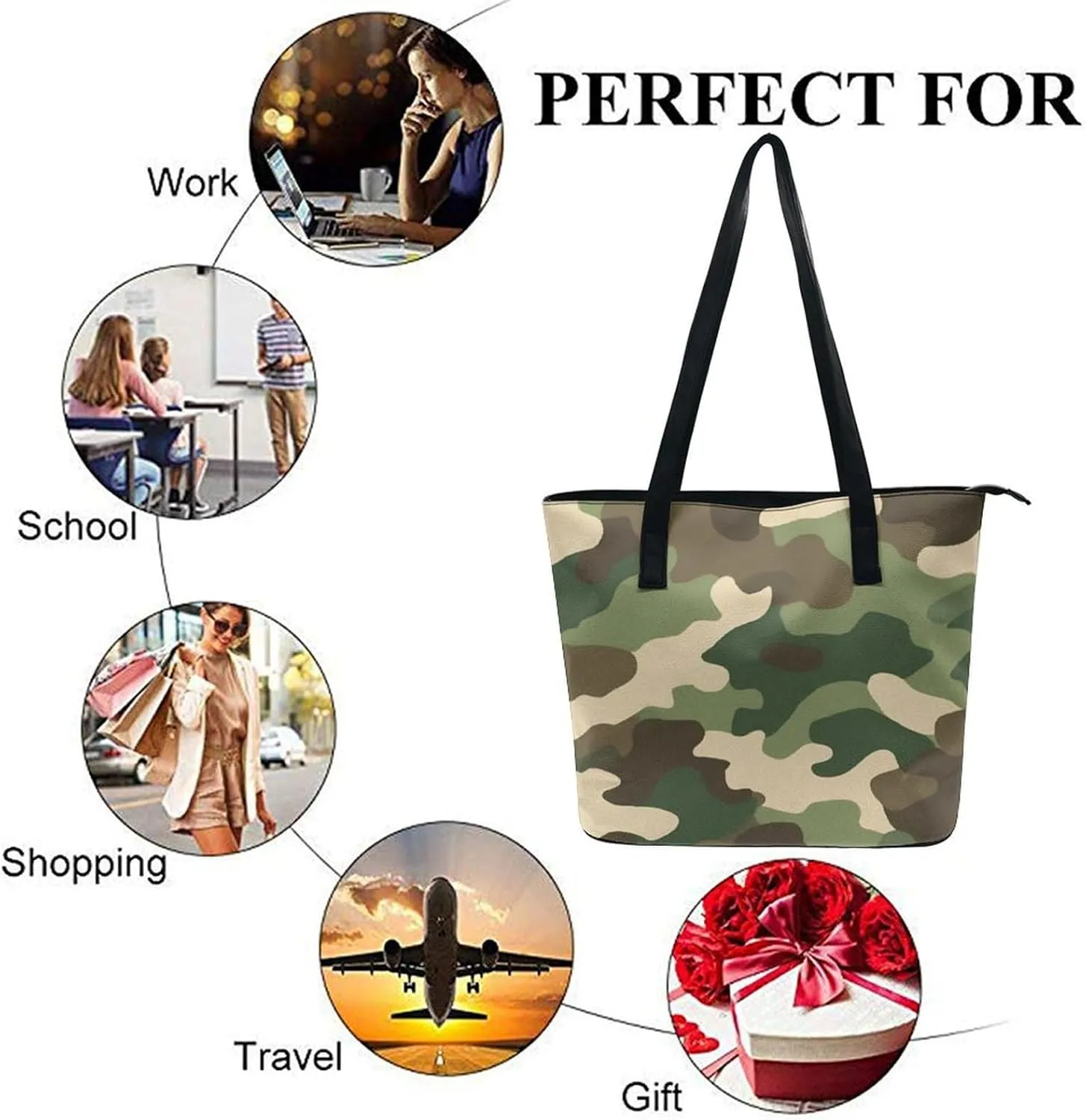 Women's Portable Tote Bag Trendy Modern Leather Handbag For Work Weekend