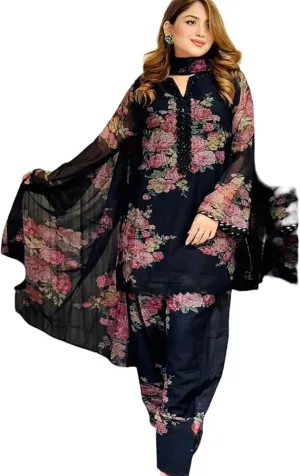 Women's Pure Faux Georgette Suit Set | Digital Print | Farshi Palazzo & Dupatta | Fully Stitched (M-XXL)