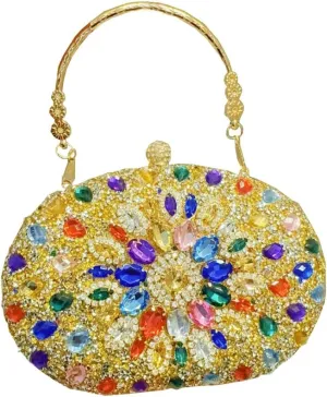 Women's Rhinestone Clutch Purse Crystal Detachable Handle Evening Bag Elegant Wedding Prom Club Cocktail Party Handbag