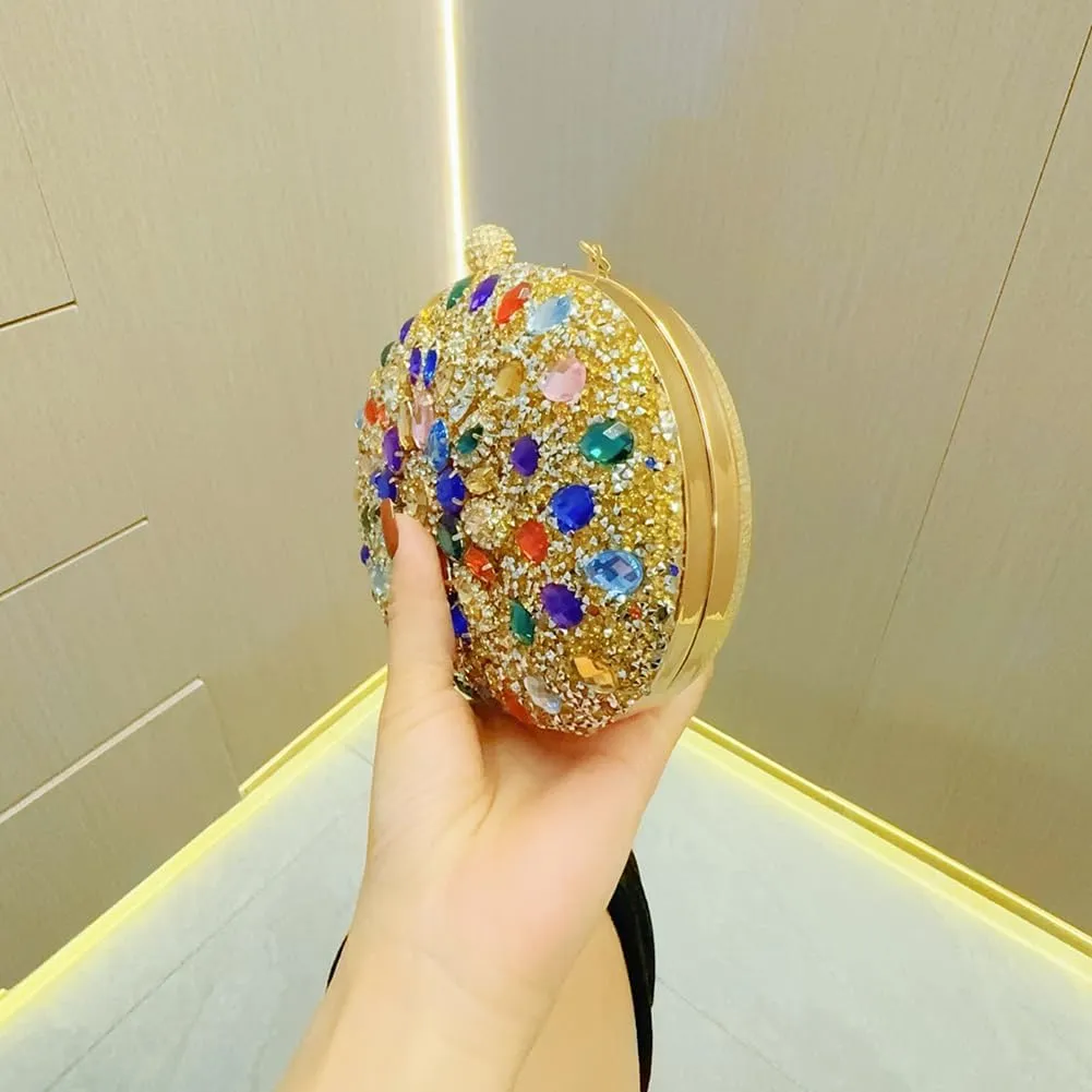 Women's Rhinestone Clutch Purse Crystal Detachable Handle Evening Bag Elegant Wedding Prom Club Cocktail Party Handbag