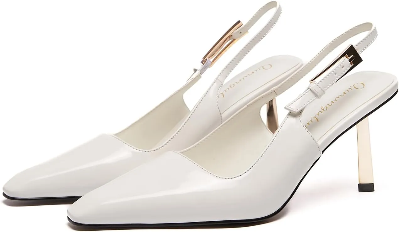 Womens Square Toe Stiletto Sandals Slingback Dressy Heels for Evening Parties Weddings Prom Shoes