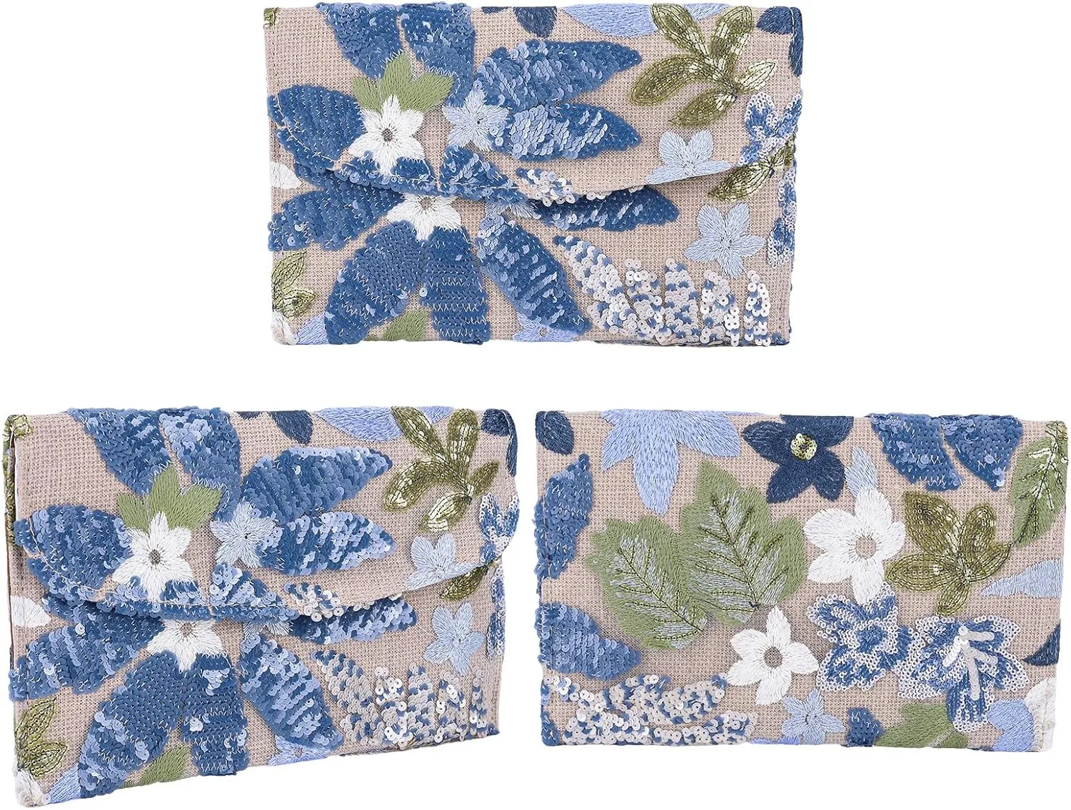 Women’s Straw Clutch Bag with Floral Embroidery and Sequins Elegant Evening Purse for Wedding Travel
