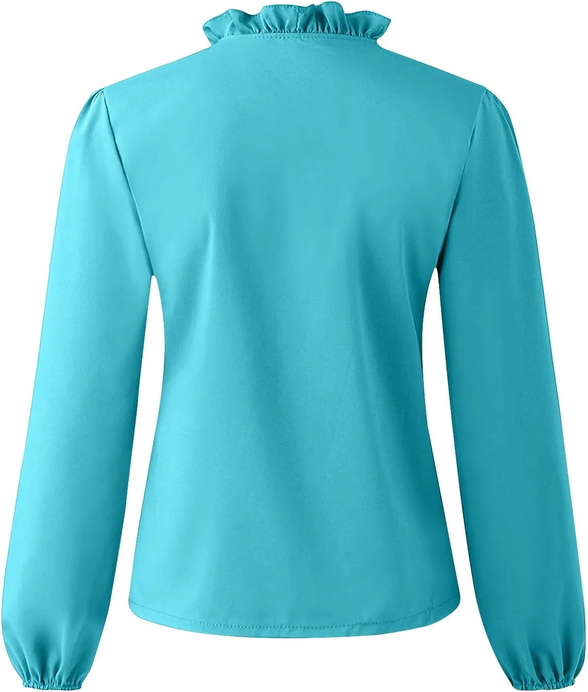 Womens Tops Long Sleeve Loose Fit Ruffle Hem V Neck Solid Button Down Shirt Causal Dressy Blouse Fall Outfits Clothes