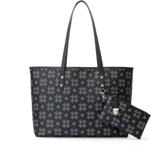 Women's Tote Top Handle Handbags Vegan Leather Designer Handbags for Women Fashion Shoulder Bag with Wallet for Ladies 2psc