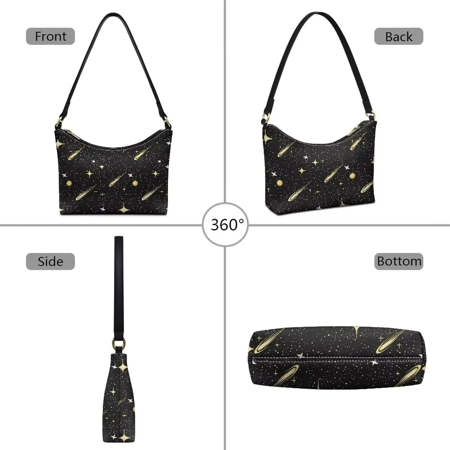 Women’s Underarm Bag Soft PU Leather Shoulder Bag Internal Zipper Pocket Handbag Ladies Small Purse Daily Travel