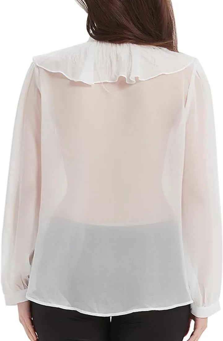 Women's Victorian Vintage Long Sleeve Shirt Gothic Medieval Blouse Fashion Elegant Ruffle Business Casual