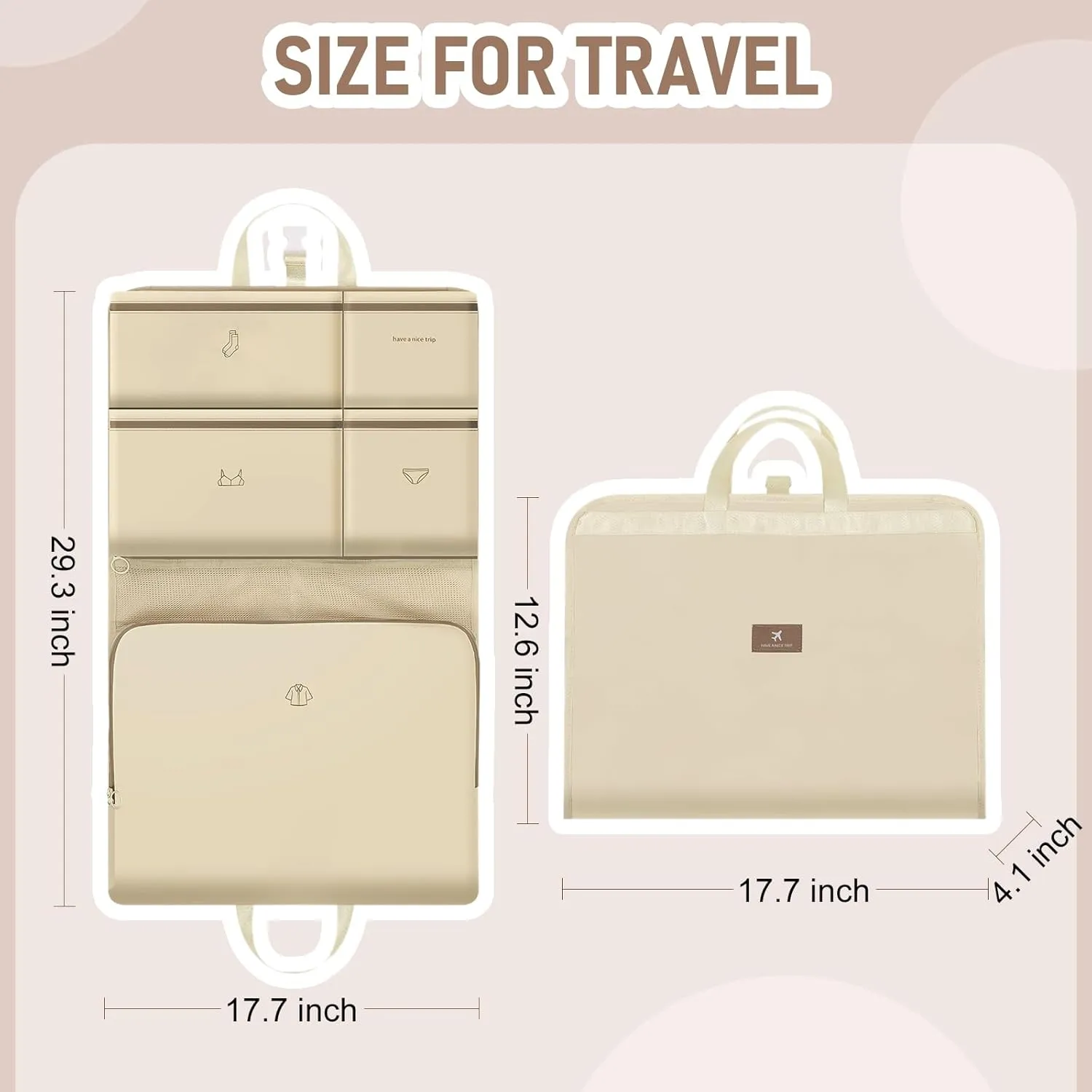WOOMADA Packing Cubes for Suitcases, Hanging Travel Organizer Bags, Multifunctional compartment Luggage Organizer Bags for Clothes, Underwear, and Accessories(Heart Print)