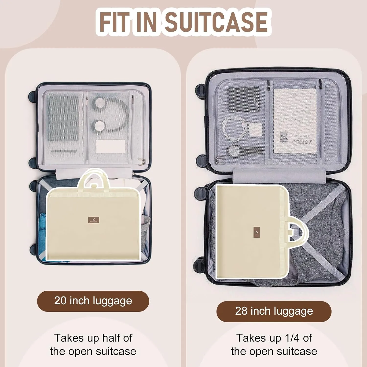 WOOMADA Packing Cubes for Suitcases, Hanging Travel Organizer Bags, Multifunctional compartment Luggage Organizer Bags for Clothes, Underwear, and Accessories(Pink)