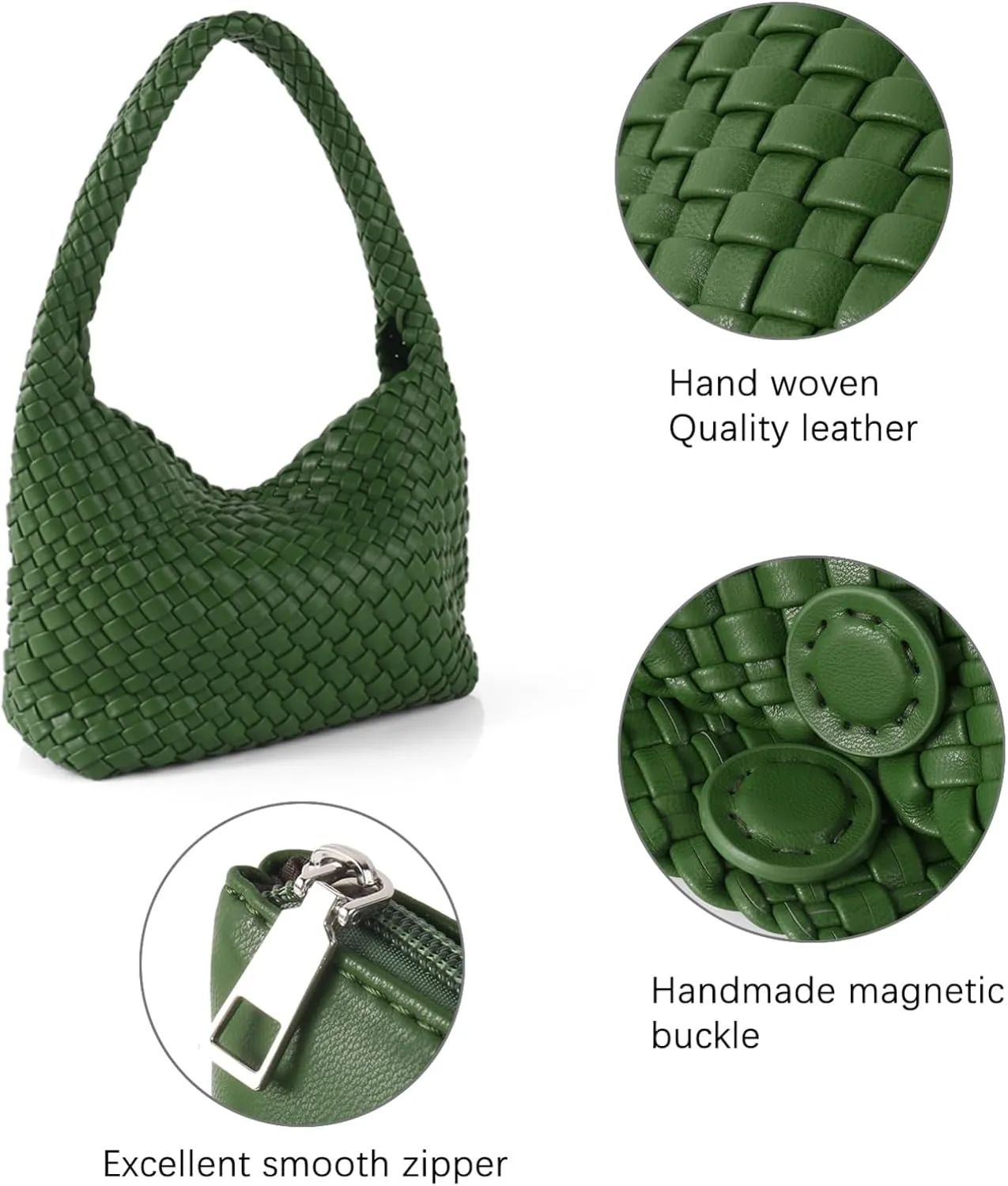 Woven Bag for Women, Vegan Leather Handbag and Purse Shoulder Bag Casual Retro Beach Totes Ladies Underarm Bag
