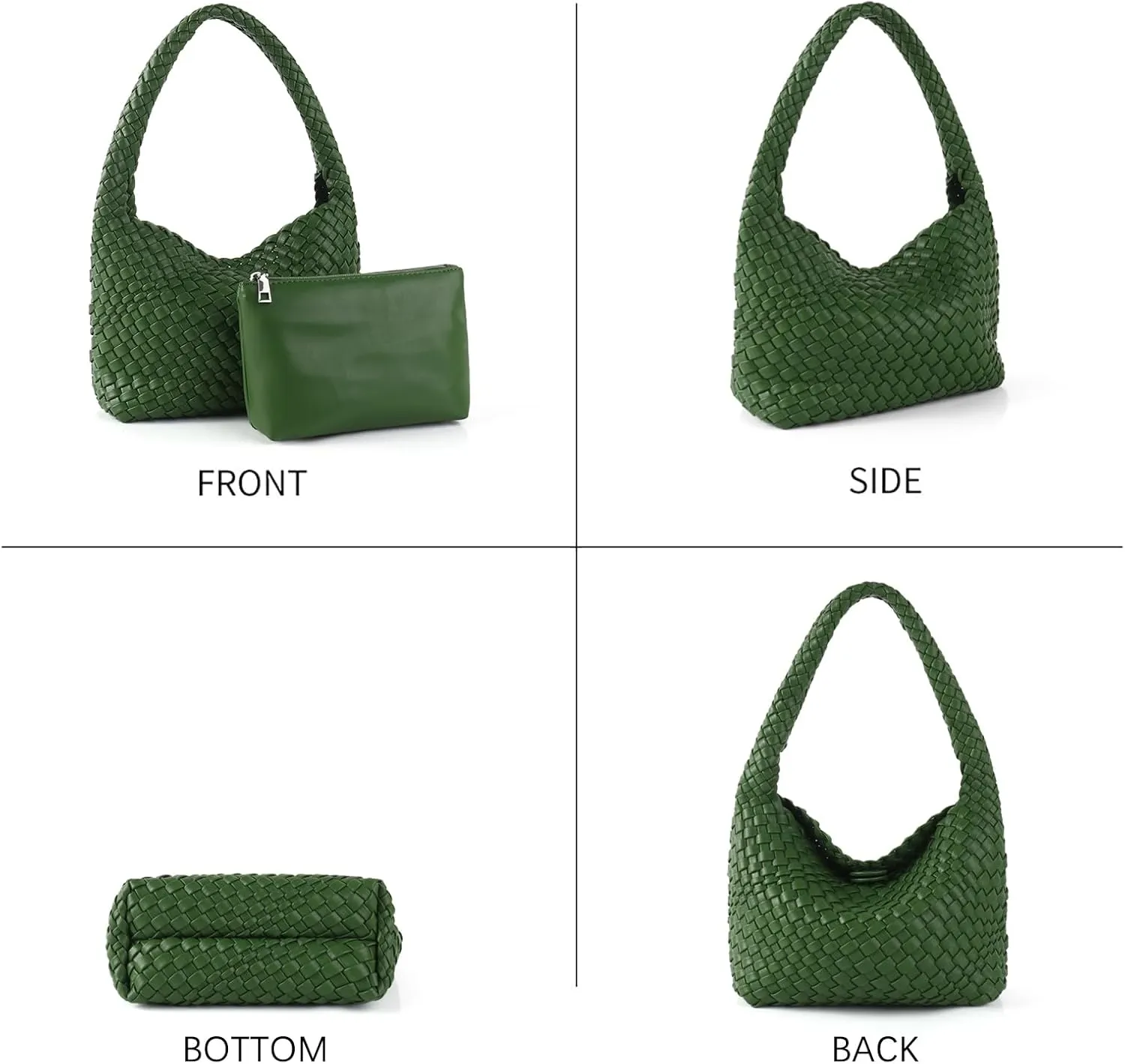 Woven Bag for Women, Vegan Leather Handbag and Purse Shoulder Bag Casual Retro Beach Totes Ladies Underarm Bag