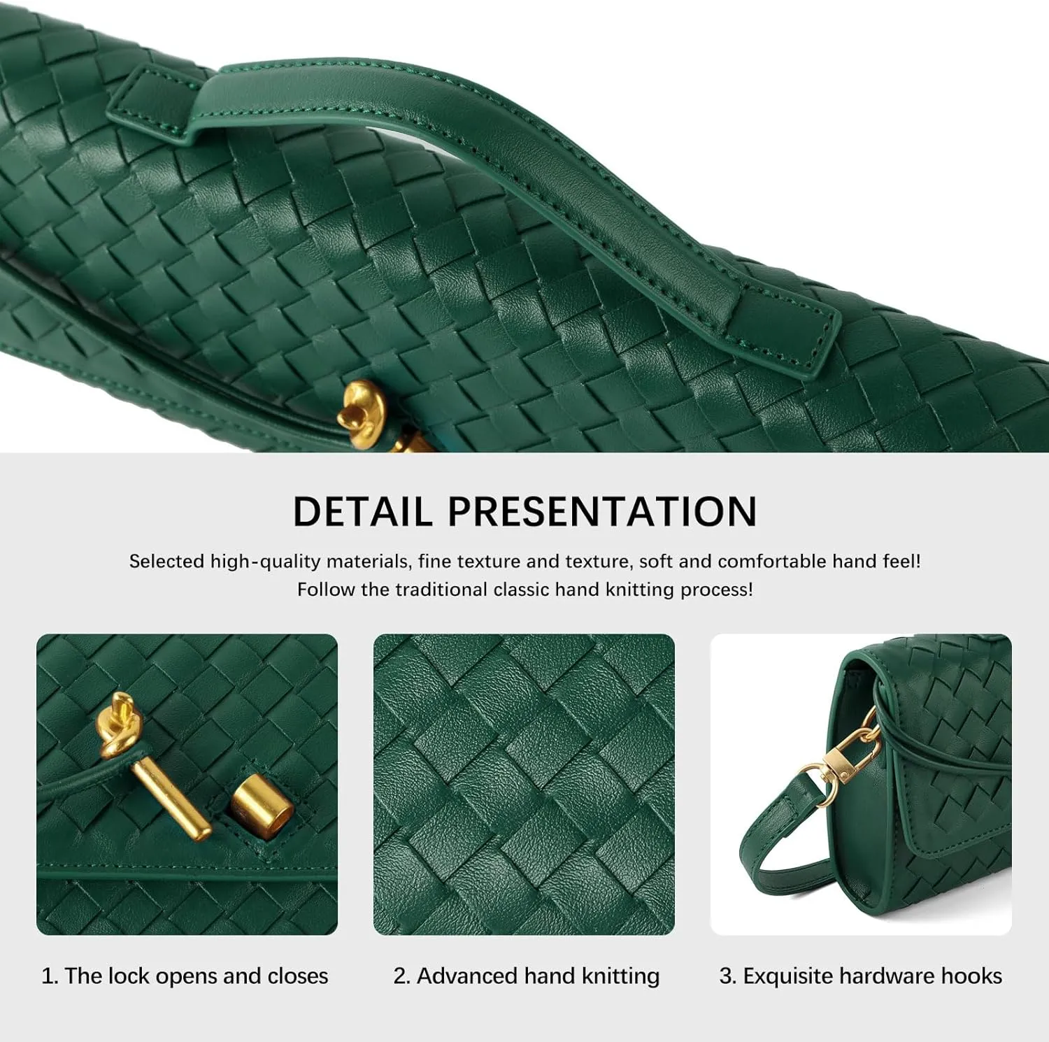 Woven Handbag for Women Evening Bag, Woven Leather Shoulder Handbag Clutch Purse Casual Tote Bags