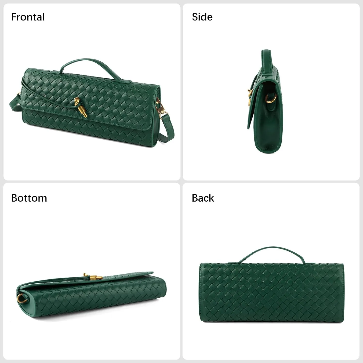 Woven Handbag for Women Evening Bag, Woven Leather Shoulder Handbag Clutch Purse Casual Tote Bags