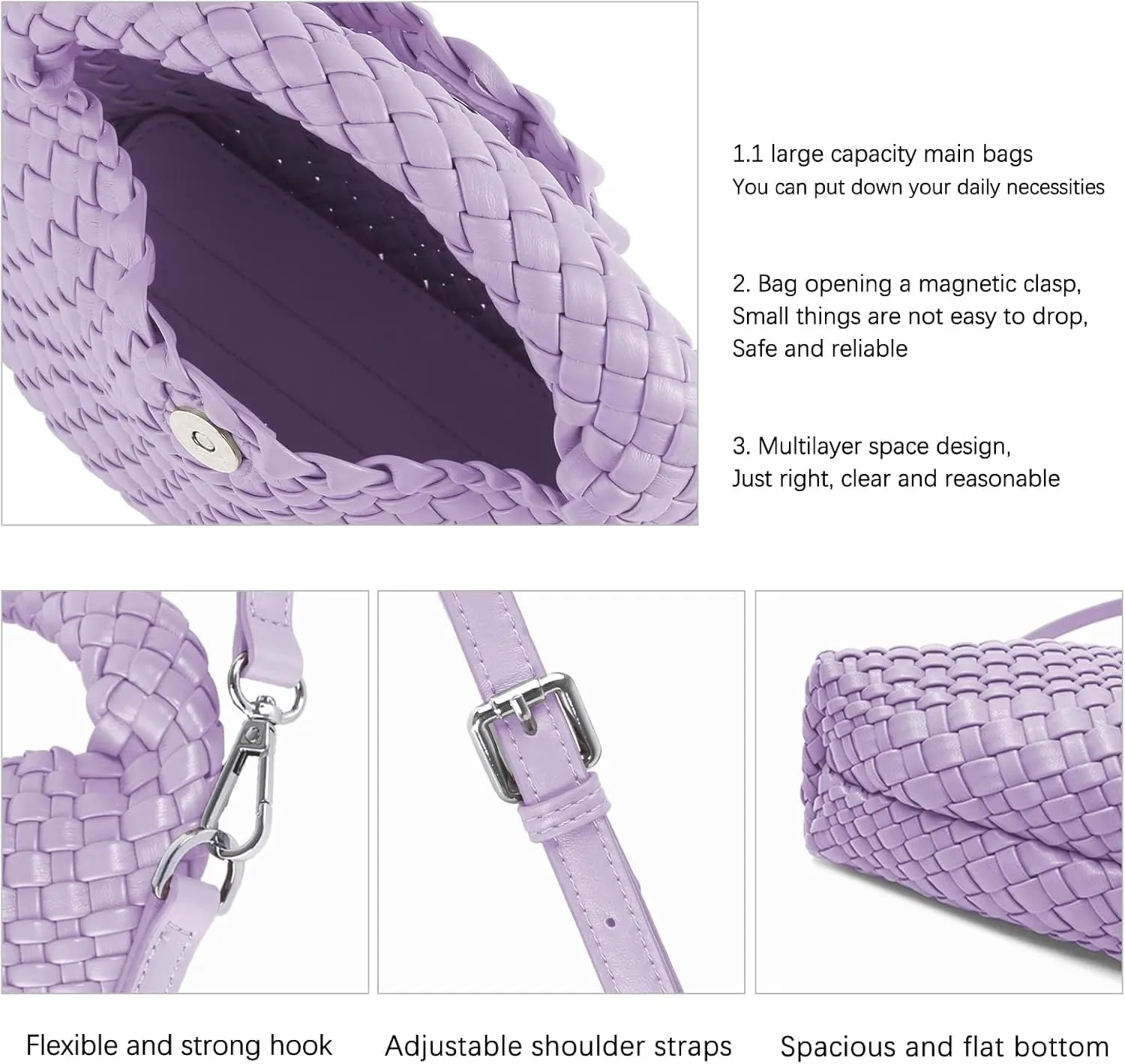 Woven Tote Bag for Women Soft Leather Tote Handbags Fashion Woven Shoulder Bag for Women Daily，Shopping