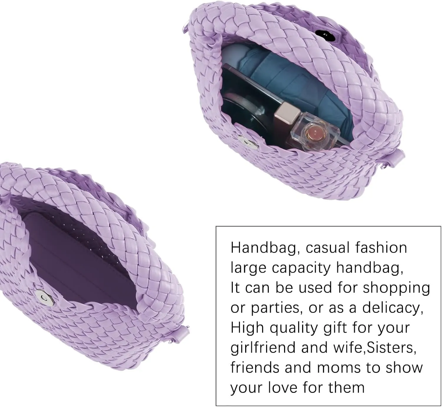 Woven Tote Bag for Women Soft Leather Tote Handbags Fashion Woven Shoulder Bag for Women Daily，Shopping