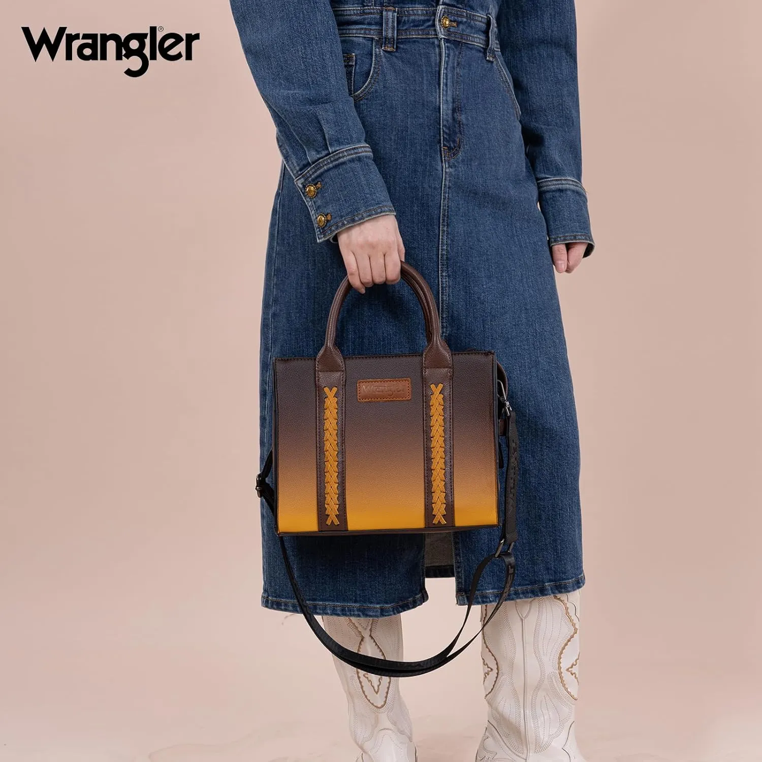 Wrangler Medium Tote Bag for Women Designer Satchel Handbags Top-handle Purses with Strap