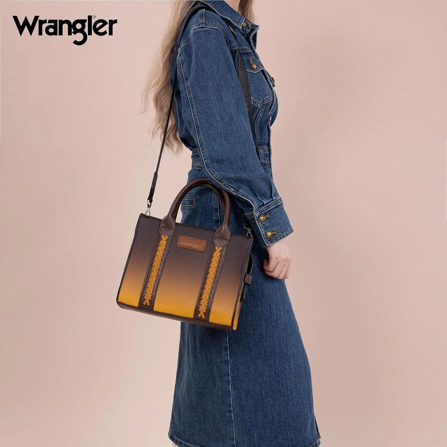 Wrangler Medium Tote Bag for Women Designer Satchel Handbags Top-handle Purses with Strap