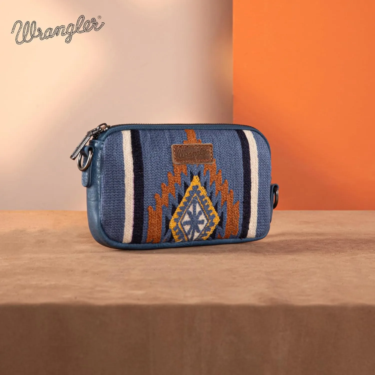 Wrangler Mini Crossbody Purse for Women Western Aztec Clutch Designer Tapestry Shoulder Handbags