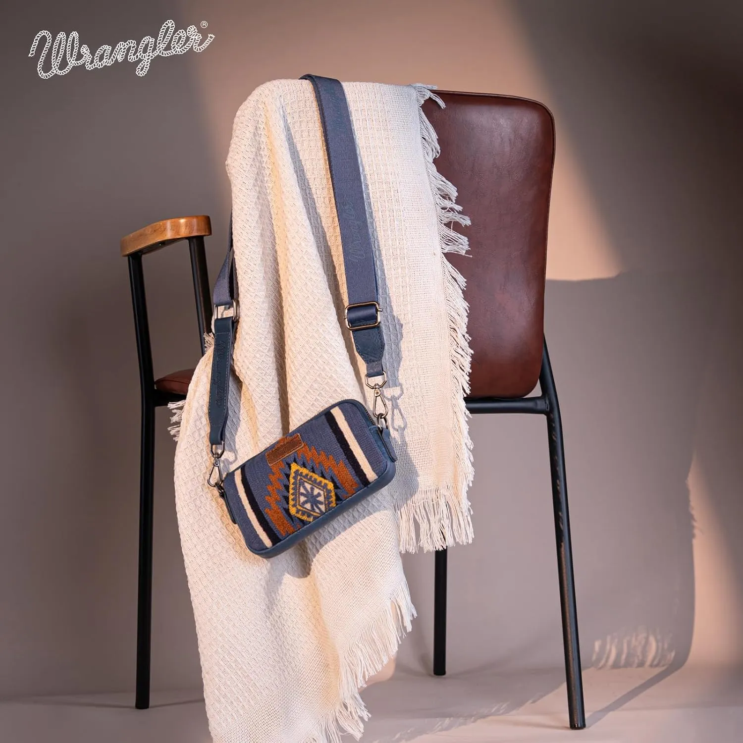 Wrangler Mini Crossbody Purse for Women Western Aztec Clutch Designer Tapestry Shoulder Handbags