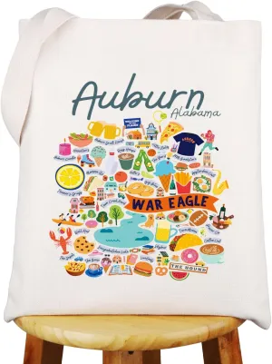 WZMPA Alabama Auburn Trip Tote Bag Auburn Travel Culture Gift Auburn Theme Shopping Grocery Bag Auburn Merchandise