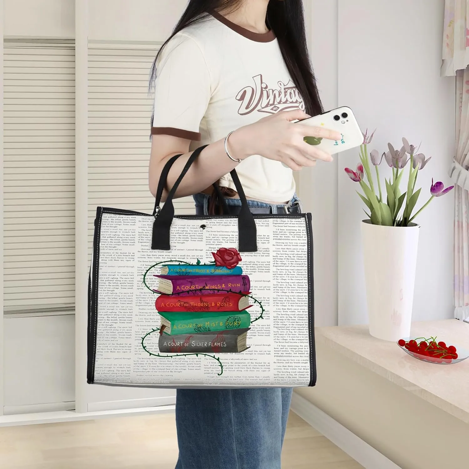 WZMPA Fantasy Book Tote Bag Novels Fans Gift Fiction Novel Series Canvas Shoulder Bag Author Support Gift
