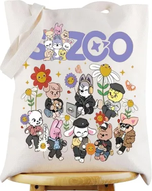 WZMPA K-Pop Member Canvas Tote Bag Korea Group Fans Gift Korean Group Shopping Grocery Bag