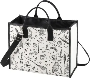 WZMPA Magic Wizard Canvas Tote Bag Spooky Witch Gift Gothic Magic Shopping Grocery Bag Magic Wizard Merch