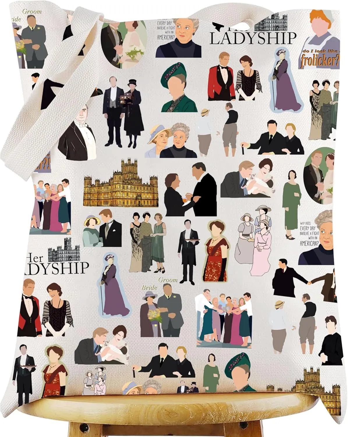 WZMPA Violet Grantham Tote Bag Robert Fans Gift Cora & Edith ＆ Mary Canvas Handbag Violet Grantham Merchandise