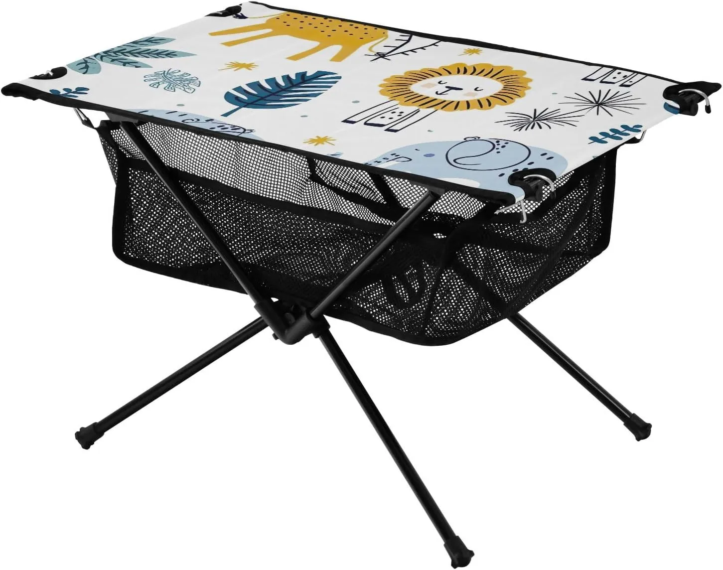 xigua Cartoon Forest Animals Folding Camping Table,Portable Camp Table with Carry Bag Beach Table Folding Table for Picnic, Camp,Party,Travel75