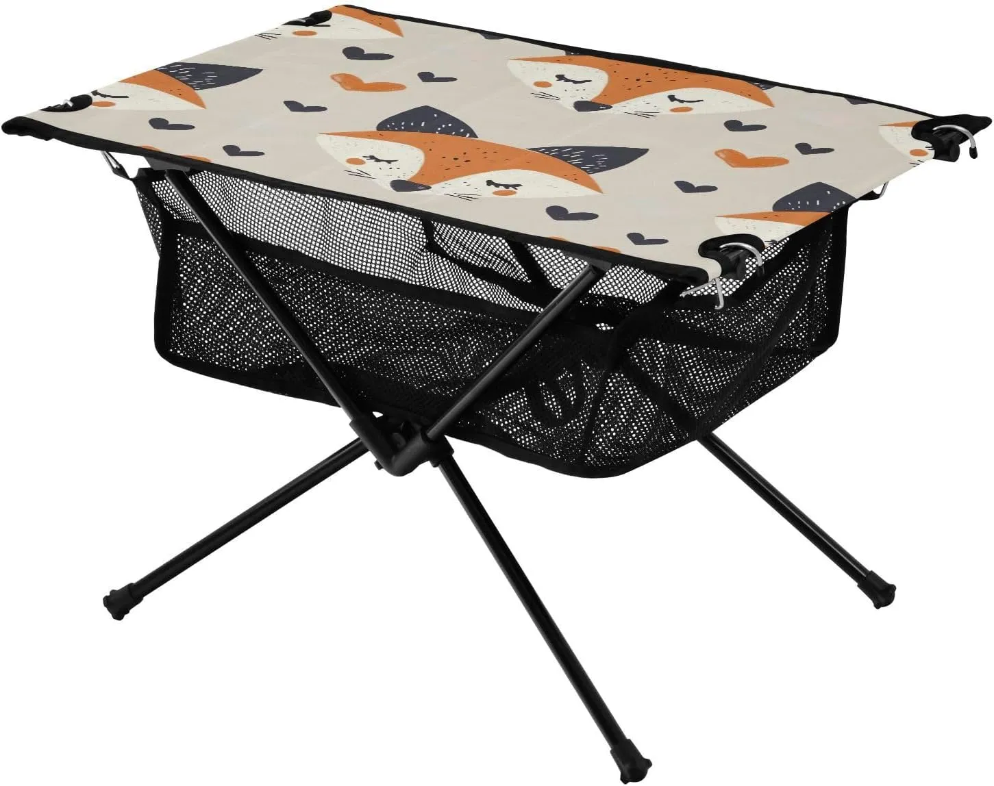 xigua Cartoon Fox Folding Camping Table,Portable Camp Table with Carry Bag Beach Table Folding Table for Picnic, Camp,Party,Travel76