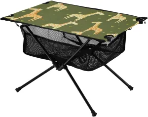 xigua Cartoon Giraffe Folding Camping Table,Portable Camp Table with Carry Bag Beach Table Folding Table for Picnic, Camp,Party,Travel78