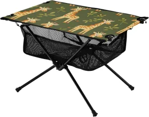 xigua Cartoon Giraffe Folding Camping Table,Portable Camp Table with Carry Bag Beach Table Folding Table for Picnic, Camp,Party,Travel83